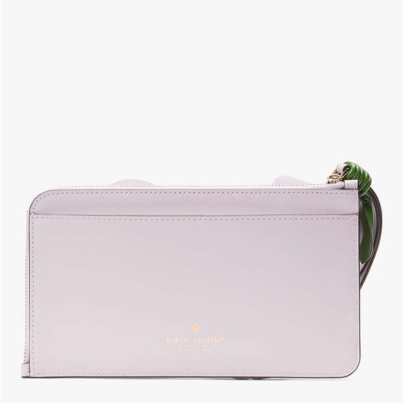 ♠️kate spade Flora Medium L-Zip Floral Wristlet, Pale Amethyst NWT